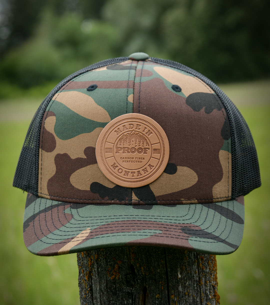 Made In Montana Leather Patch Trucker Camo/Black