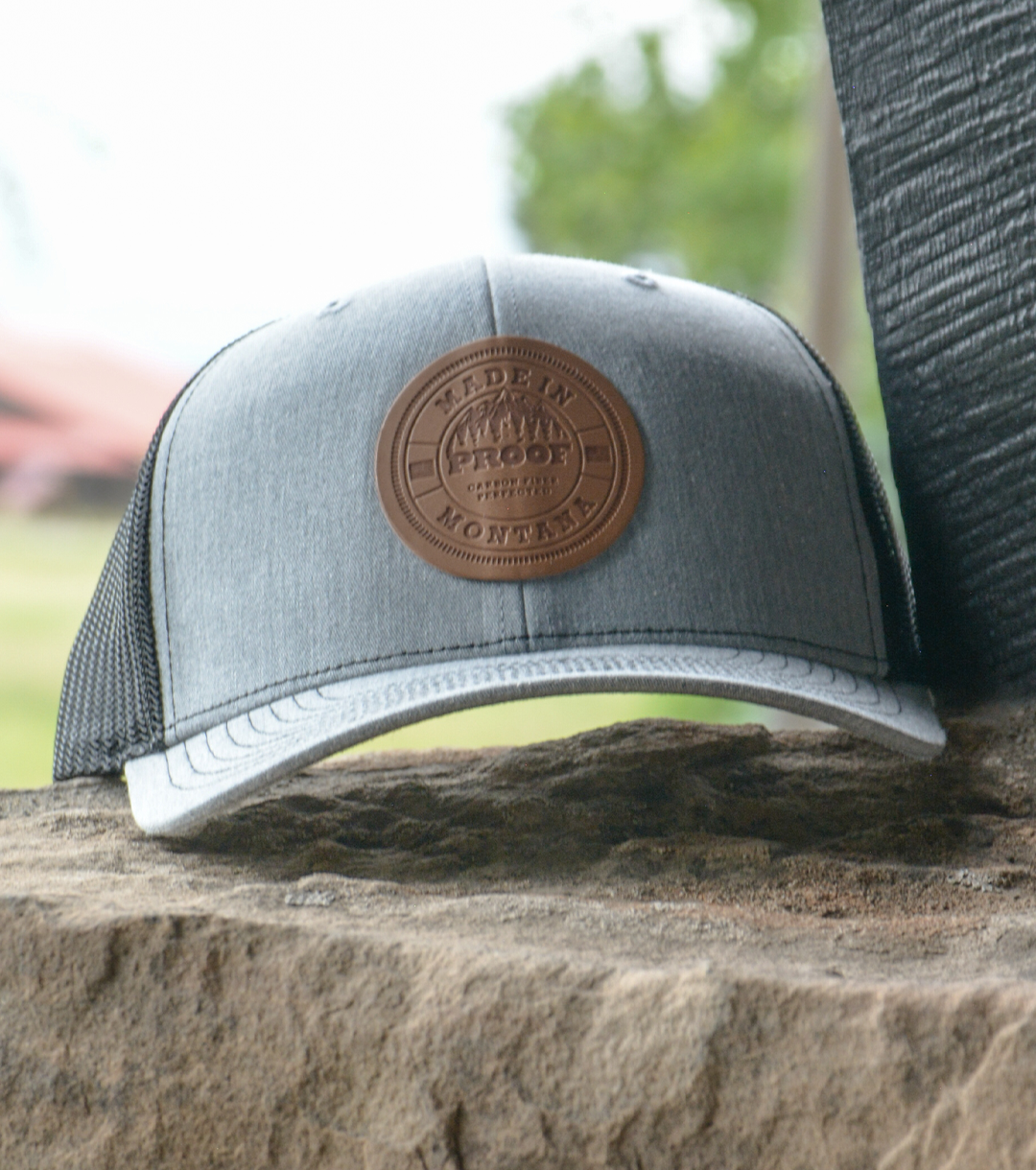 Made In Montana Leather Patch Trucker Heather Gray/Black